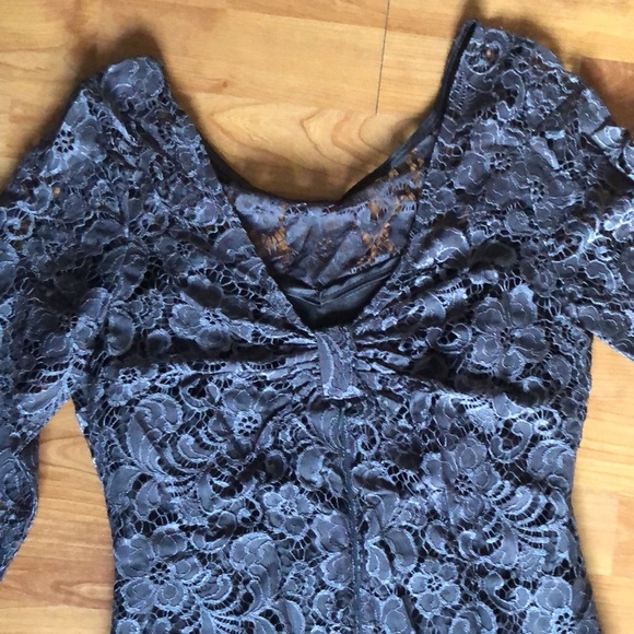 Grey Lace Dress with Built in Slip - Picture 4 of 9